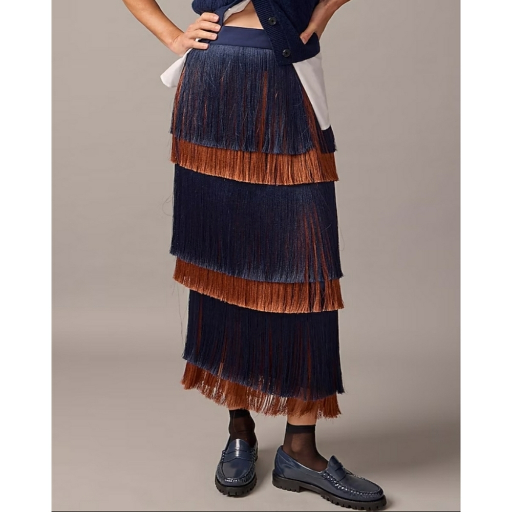 J.Crew Collection tiered fringe skirt - Picture 4 of 14